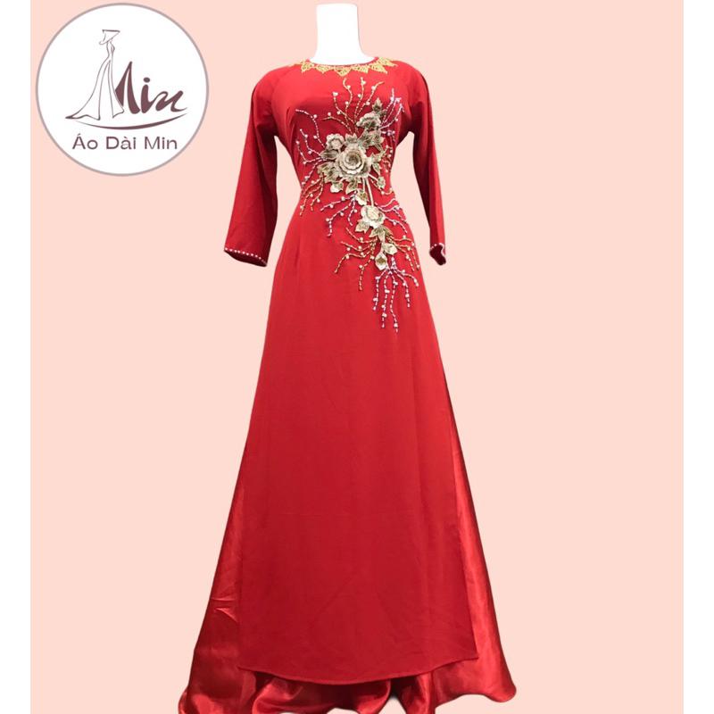 Product Introduction of Áo Dài Lụa Mỹ Cổ Tròn Tay Lỡ Đính 1 Hoa Nhiều Màu M005 61