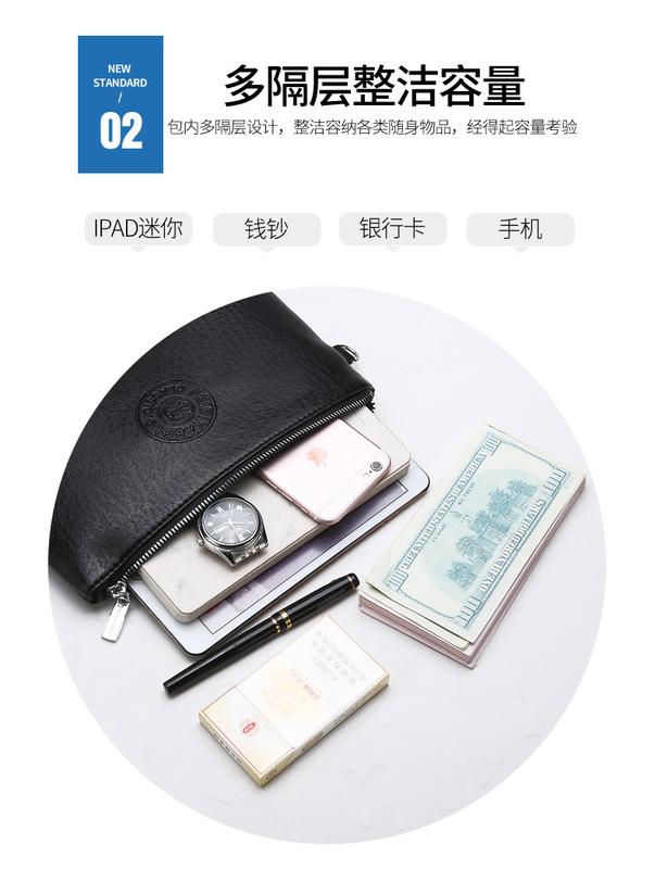 Product Introduction of Men's 2024 New Casual Men's Clutch Pu Soft Leather Men's Bag Mobile Phone Bag Large-Capacity Wallet 5