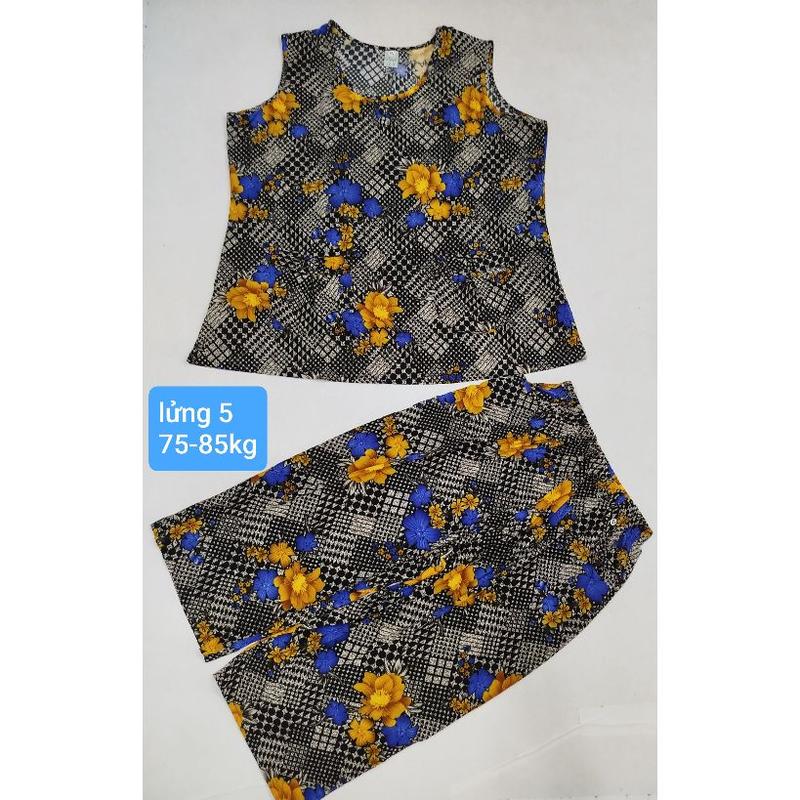 Product Introduction of [sát nách] Size 5 từ 75-85kg mẫu bộ lửng cho nữ vải thun lạnh, mặc nhà mát, phom to, co giãn {Áo Women Quần Ngủ} Nhung Voi 30