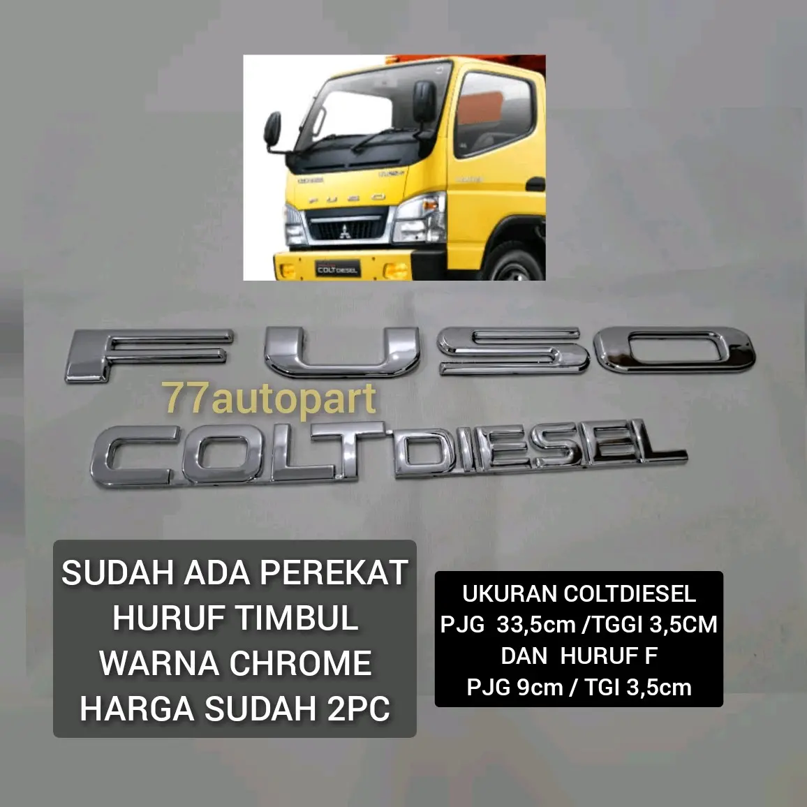 emblem tulisan fuso dan colt diesel harga sudah 2pc emblem