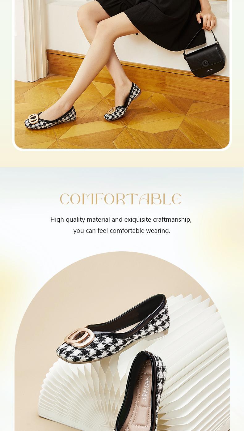 Product Introduction of Paris Zoey Giày nữ búp bê nữ màu đen và trắng Vintage thanh lịch nữ giày Đơn giản Shoes 21