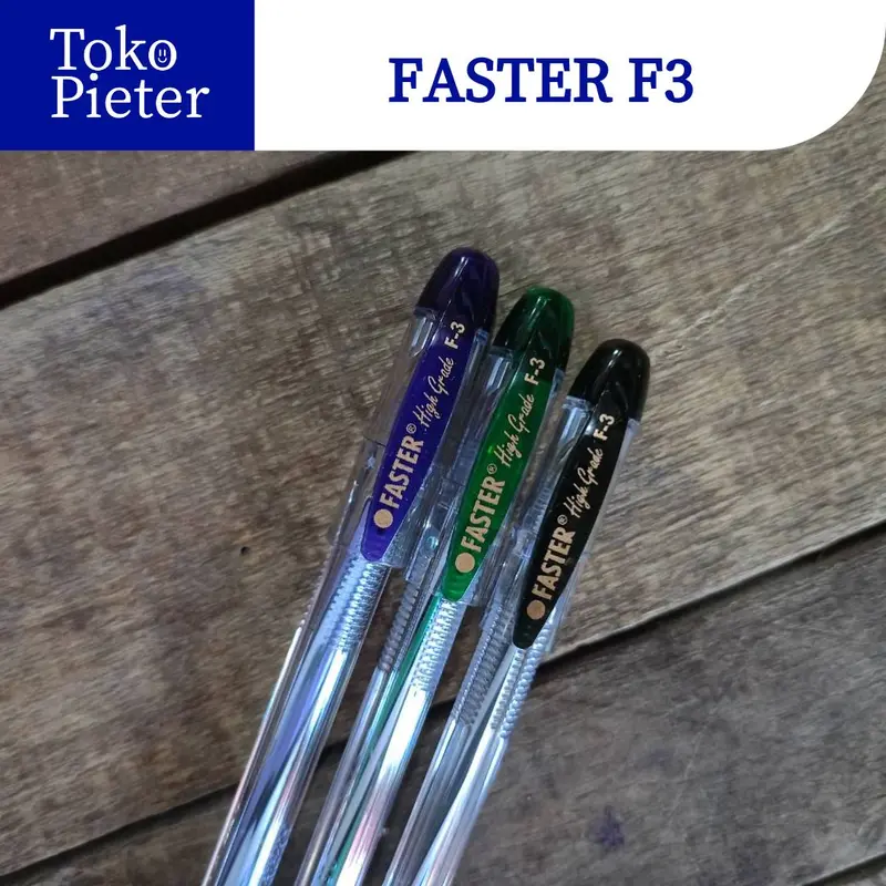 (1PACK) BOLPEN FASTER F3 / Pulpen Bolpoin FASTER F3 / F-3 0.5 mm SURABAYA Hitam Stationery 1