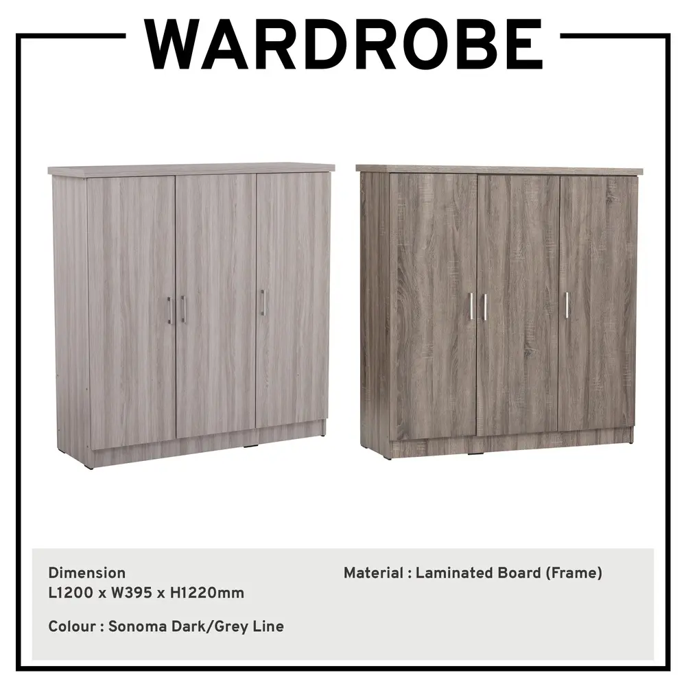 MYH Furniture 3 Door Wardrobe Kid Cabinet Medium Height Cabinet Clothes Cabinet Storage Cabinet Children Cabinet Kid Wardrobe Children