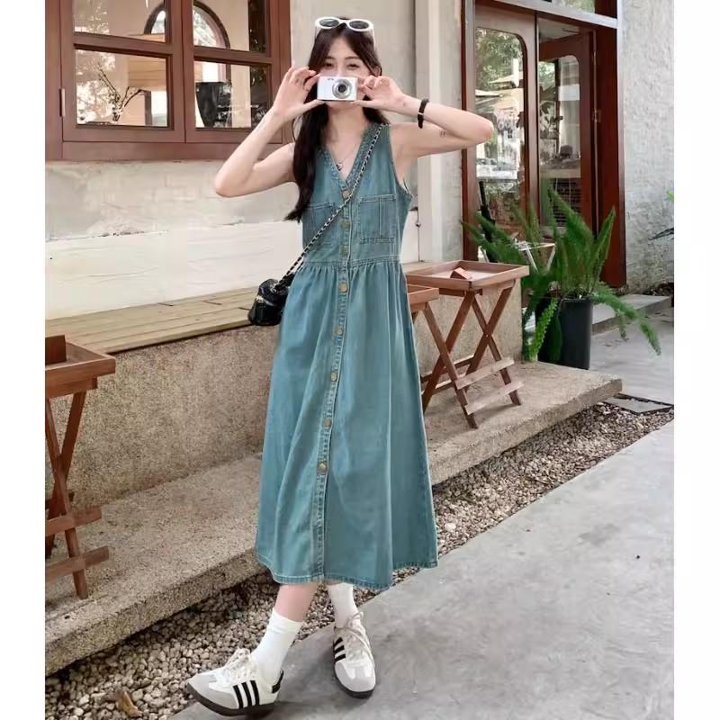 Product Introduction of Y. French Style Temperament V-neck, Vest Denim Dress Casual Womenswear 19