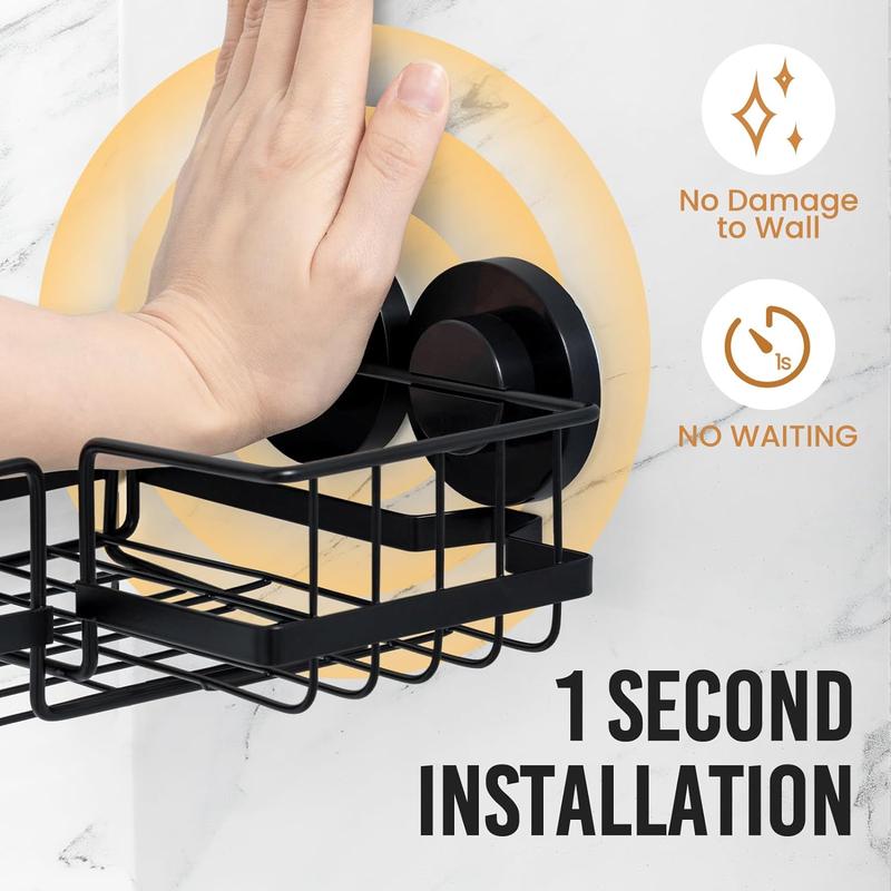Shower Caddy Suction Cup Shower Shelf Suction Shower Basket Removable Powerful Shower Organizer Max Hold 22lbs Suction Bathroom Caddy Waterproof Shower Storage 8