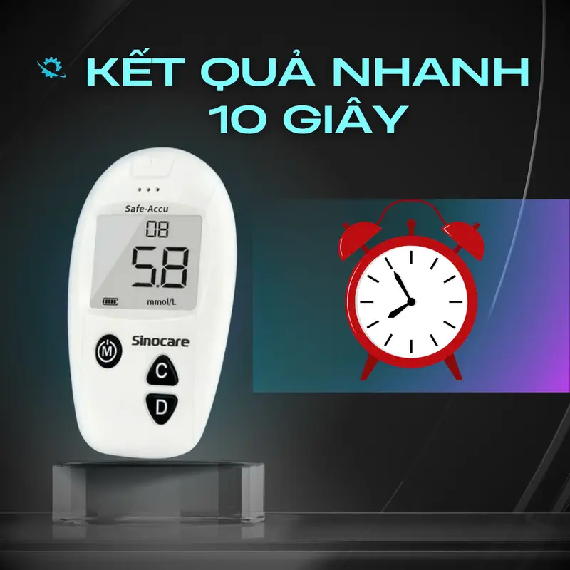 Máy Đo Đường Huyết SINOCARE Safe Accu Đo Nhanh Chính Xác Bảo Hành Trọn Đời may do duong huyet 3