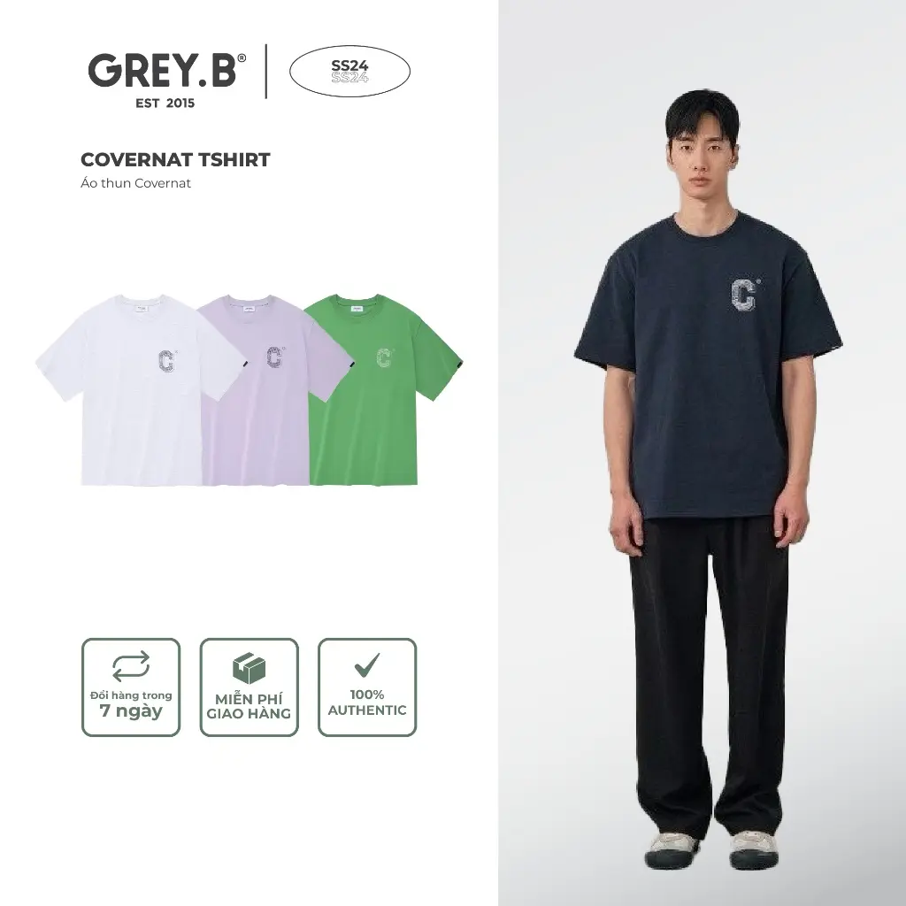 Áo Thun Nam Nữ Covernat Tshirt Logo GREYB In Logo C Nhiều Màu Phong Cách Hàn Quốc