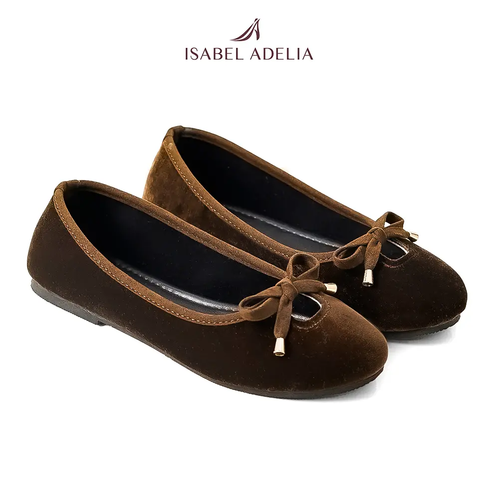 Isabel Adelia DIONA Flatshoes Sepatu Kuliah Kerja Formal Suede Pita Simple Minimalist