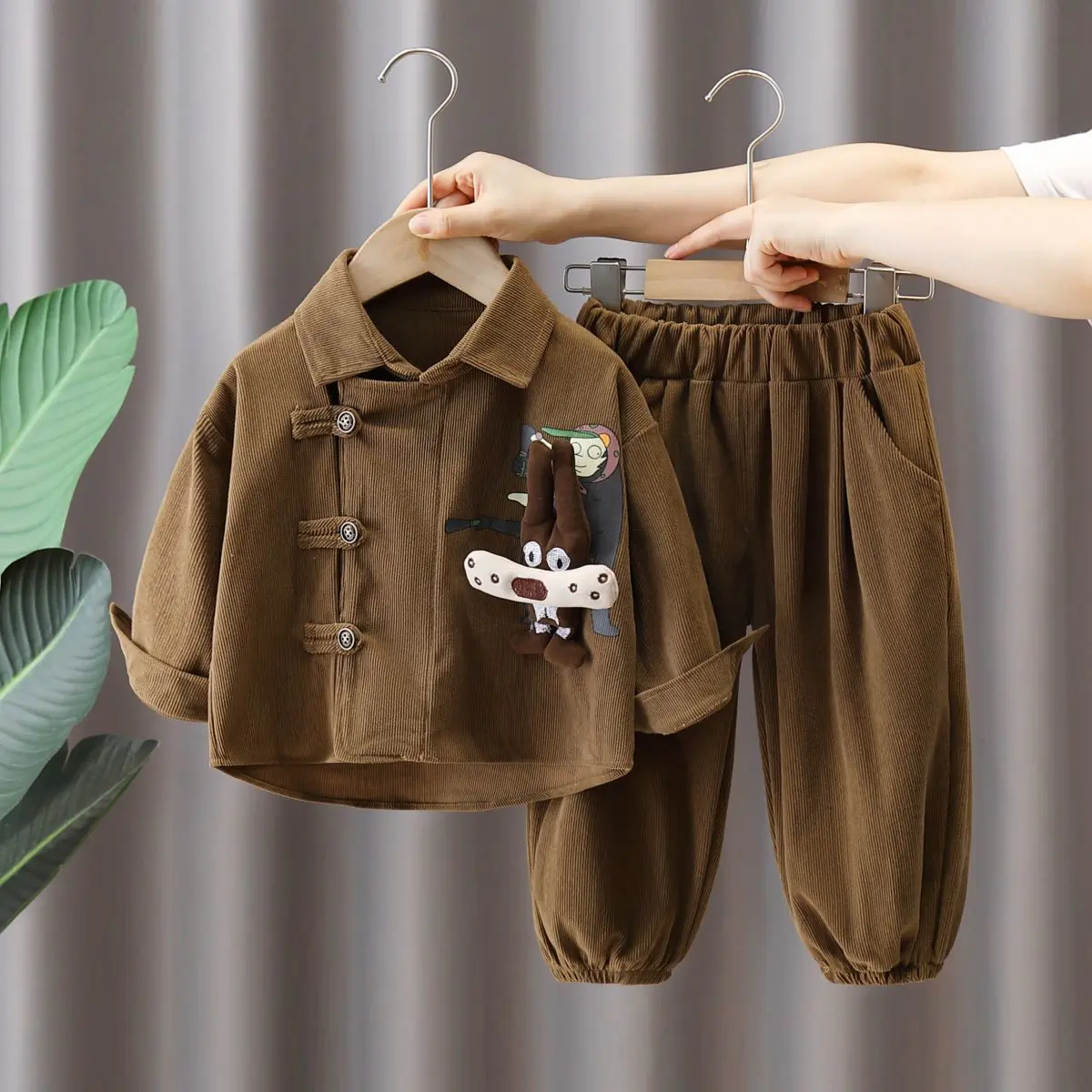 Bộ Quần Áo Mùa Thu, Cho Bé Trai, Bộ Hai Mảnh Vải Nhung Kẻ, Thời Trang Hàn Quốc, Thích Hợp Cho Bé, Quần Áo Mùa Xuân Và Mùa Thu, Hàng Mới Về Năm 2024