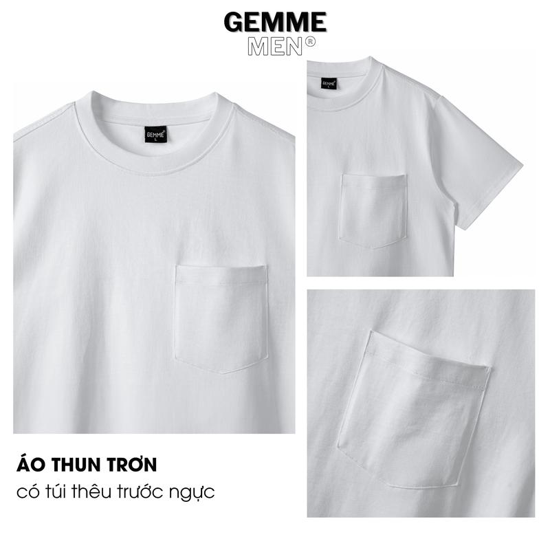 Áo thun trơn có túi big size 100% Cotton 250gsm GEMME MEN 55 - 150kg chuẩn form Unisex Menswear Cổ Tròn