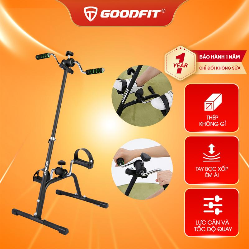 Xe đạp thể dục tại nhà tập chân tập tay di động GoodFit cải thiện sức khỏe điều chỉnh được độ cao lắp ráp dễ dàng - GF004PE