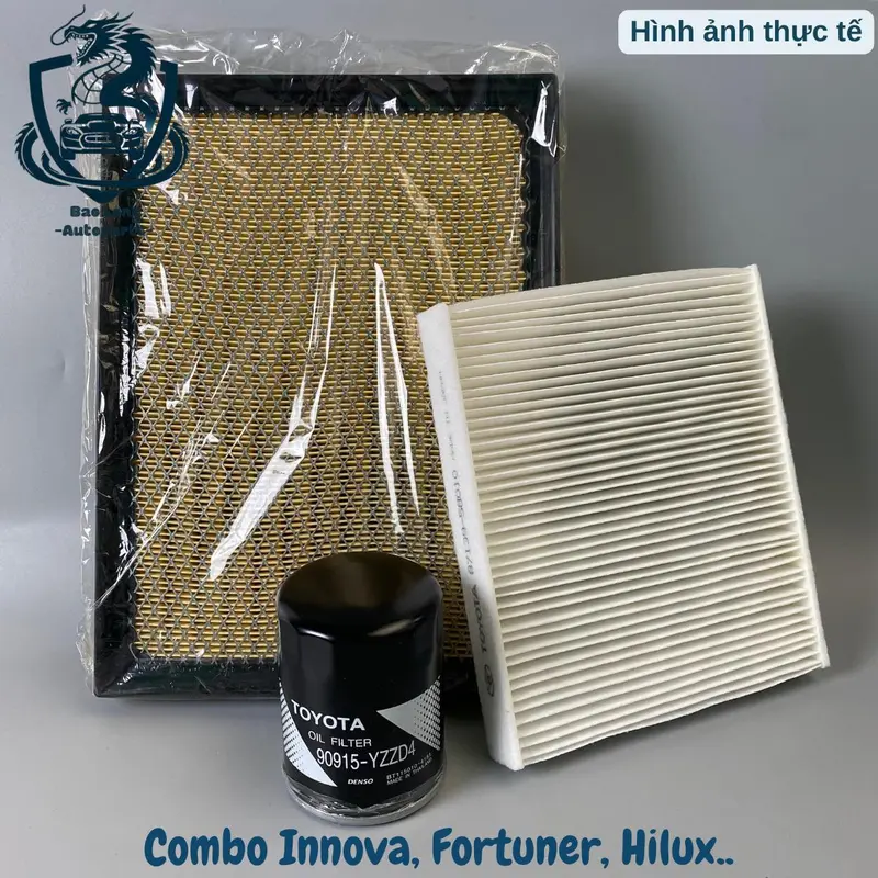 Combo lọc gió động cơ, lọc gió điều hòa, lọc nhớt Toyota innova fortuner hilux 2016-2024 tốt 0