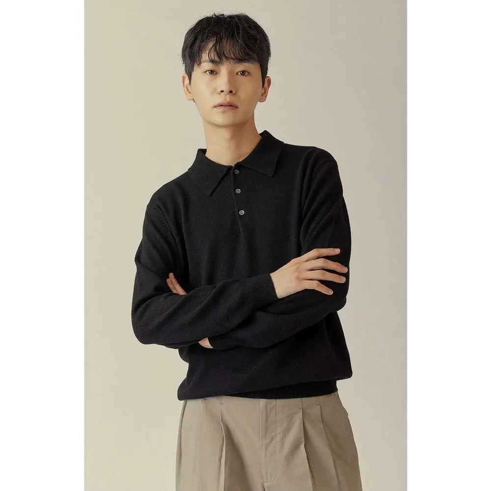 Áo len POLO dài tay BASSO HOMME dệt kim nam xuất dư HÀN QUỐC - BAH0124