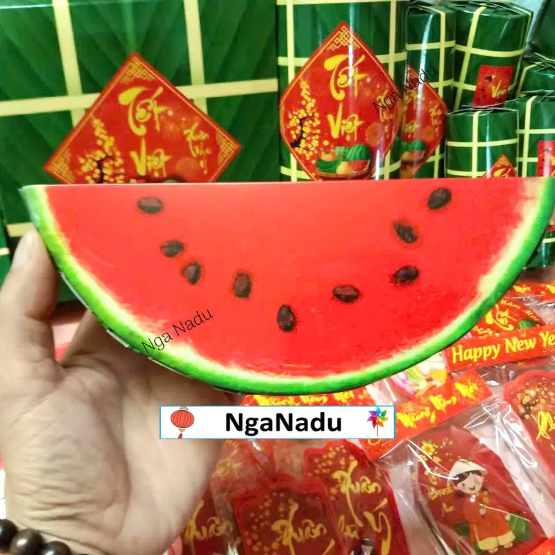Mô hình Bánh Chưng xanh,Bánh Tét,Dưa Hấu Đỏ bằng giấy trang trí Tết,Lễ Hội xuân,trường học,giỏ quà Tết, quán cà phê, trà sữa, đecor Tết chúc mừng năm mới 1