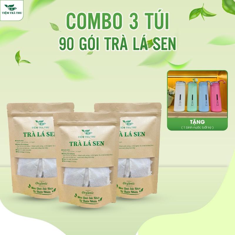 Combo 3 gói 90 túi lọc trà lá Sen tặng bình nước xinh xắn Nước Trà Tea Sen Chè