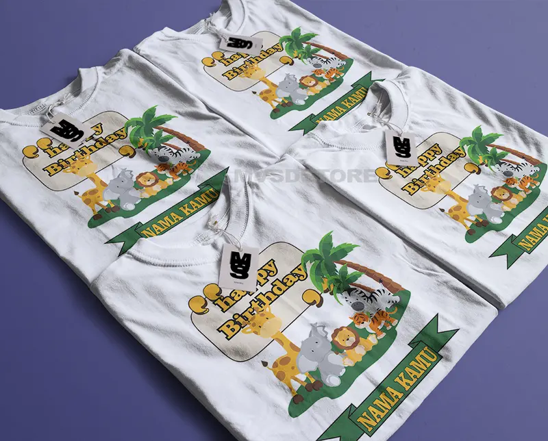 Mvsd Kaos Custom Ulang Tahun Keluarga Anak dan Dewasa Laki-Laki dan Perempuan Family Couple Motif Zoo Gratis Nama 2