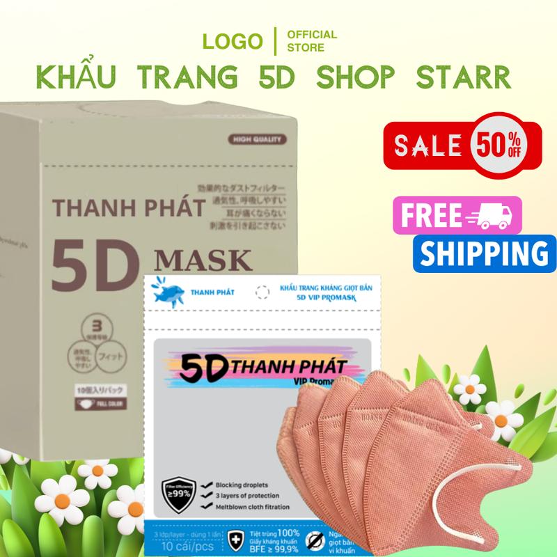 Thùng 600 - 400 CHIẾC Khẩu Trang 5D THANH PHÁT MASK chính hãnġ cao cấp dày dặn , chống tia UV và nước