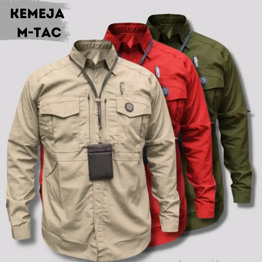 KEMEJA TACTICAL M-TEC / KEMEJA LAPANGAN /KEMEJA KANTOR /KEMEJA KERJA Abu Bordir Putih Hitam Hijau Army