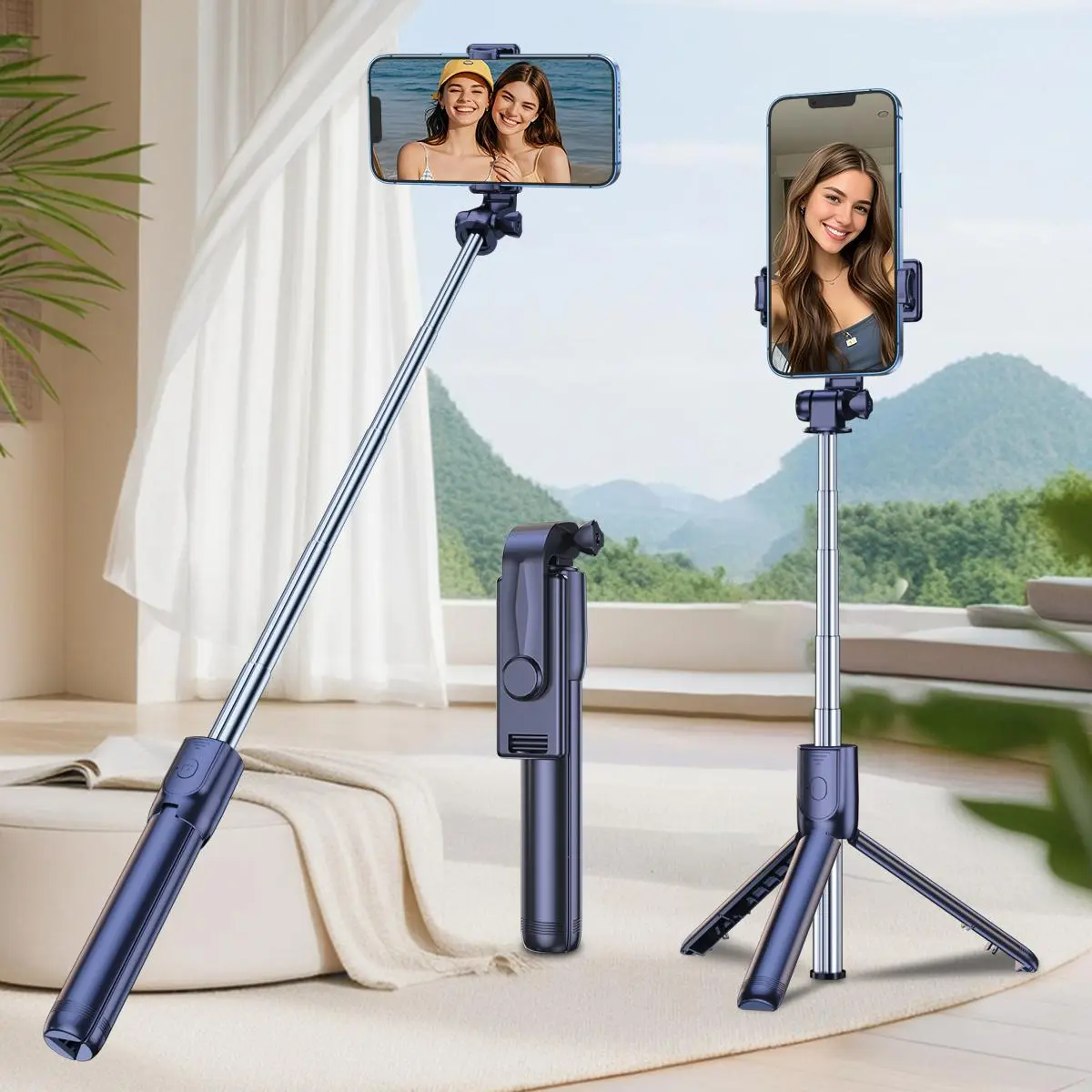 Portable Selfie Stick, 1 Count 360 Degree Rotatable Phone Holder with Tripod, Multifunctional Outdoor Travel Selfie Stick, Handheld Mini Stable Selfie Stick