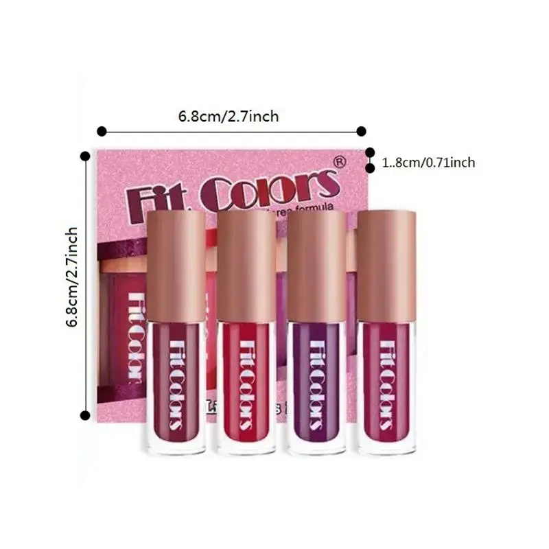 Long Lasting Liquid Lipstick, 4 Counts/set Velvet Matt Finish Liquid Lip Gloss, Non-sticky and Gentle Texture Juicy Lip Gloss 1