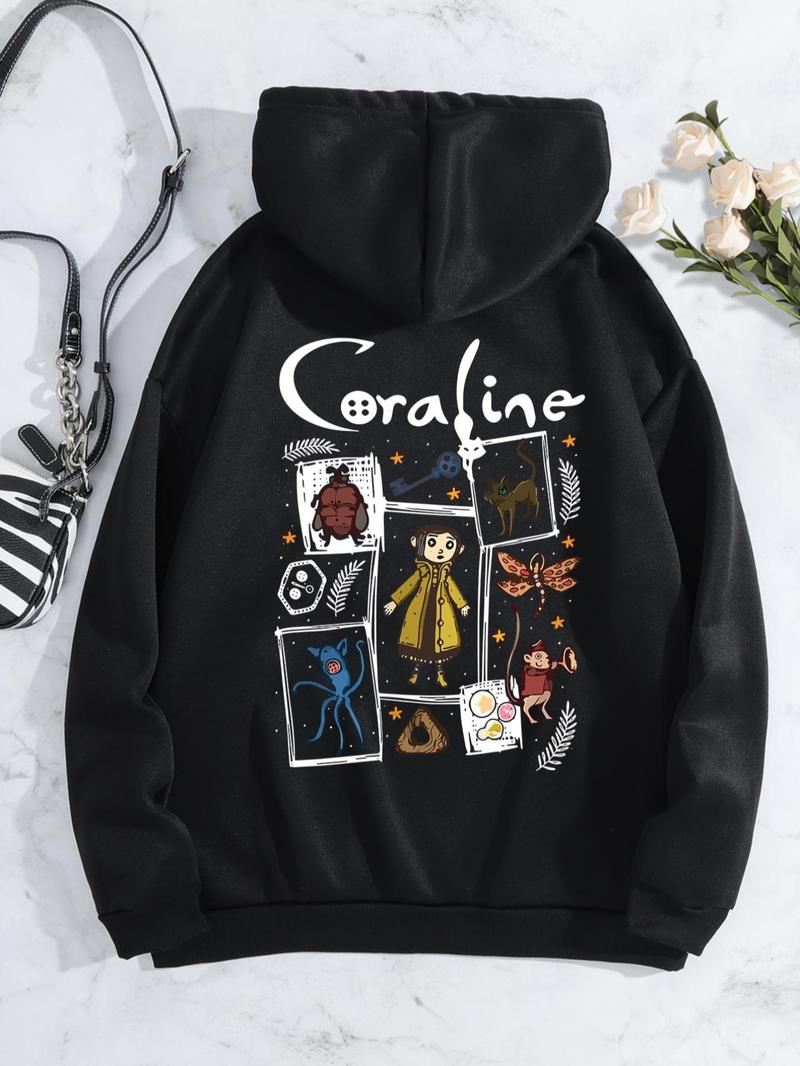 Product Introduction of Women's Cartoon Graphic Print Hoodie, Casual Cute Trendy Comfy Long Sleeve Hooded Sweatshirt for Fall & Winter, Women's Clothes for Daily Wear 7