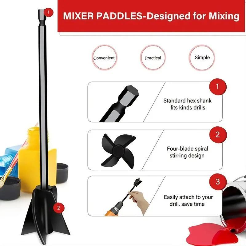 Epoxy Mixer Attachment, Drill Attachment for Epoxy Resin Mixing, Reusable Paint Resin Mixer Paddle, Stirring Rod, Ceramic Glaze Mix Epoxy Mold Tools 3