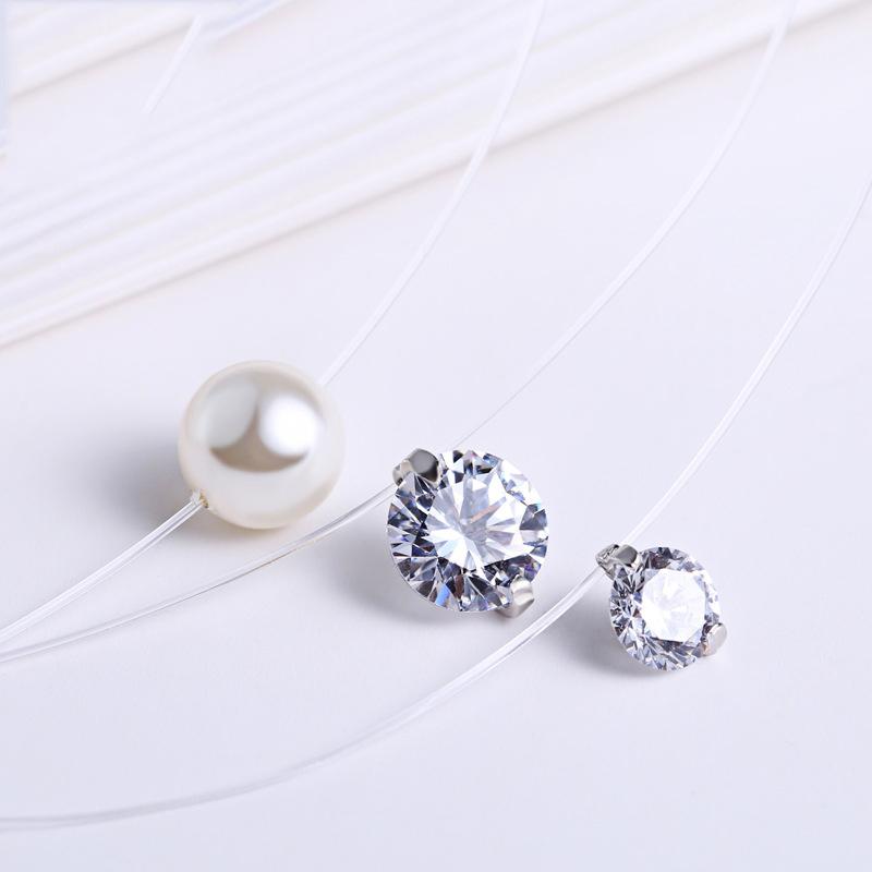 Product Introduction of INZATT 925 Sterling Silver Zircon Crystal Pearl Pendant Choker Necklace Transparent Fishing Line 2020 Fine Jewelry For Women 6