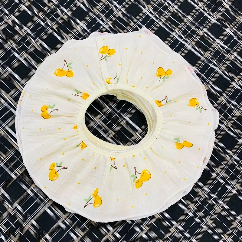 Set 5 Yếm TRÒN xô 2 lớp muslin siêu thấm hút và mềm mỏng cho bé vòng cổ rộng rãi 2 nấc bấm 6