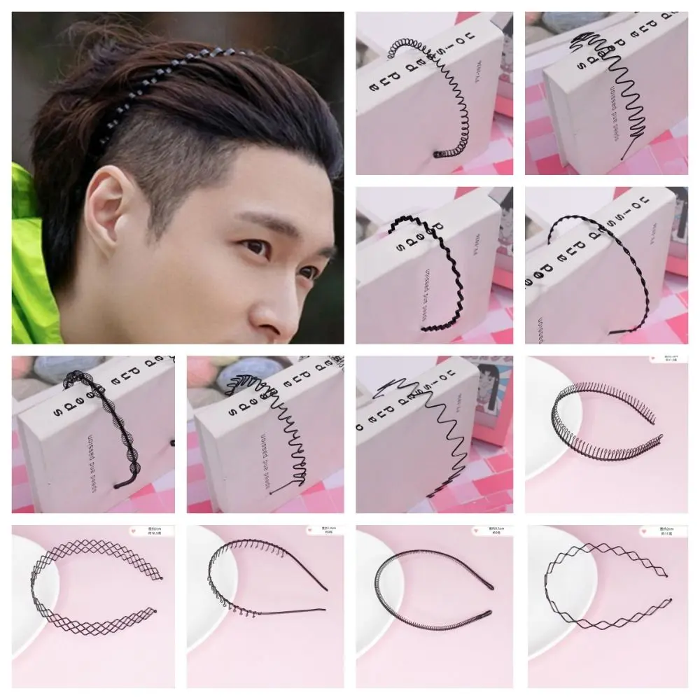 Elegnat Cross Wave Shape Headband Double Layer Spring Shape Thin Metal Hair Hoop Headwear Hair Accessories Men Hair Bands Daily