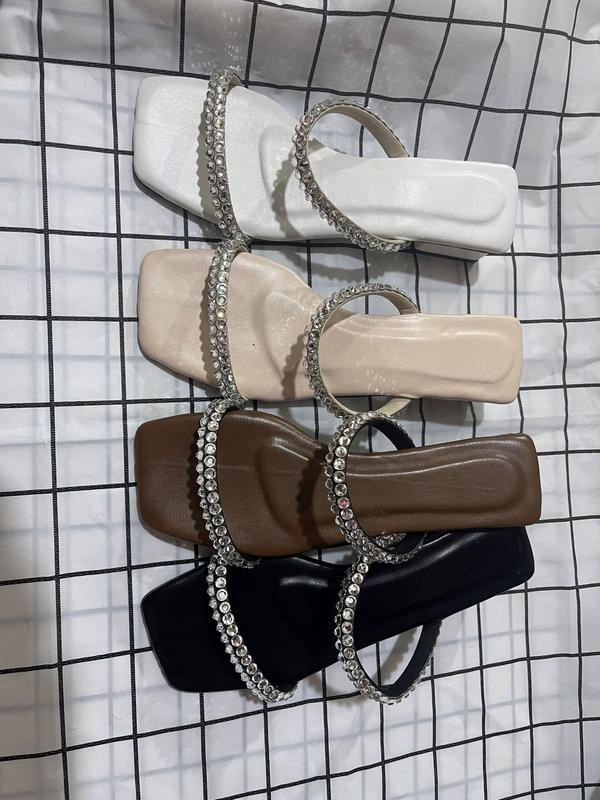 Guốc cao gót mũi vuông 2  hột đá gót vuông 3 phân Nữ Shoes DéP GiàY