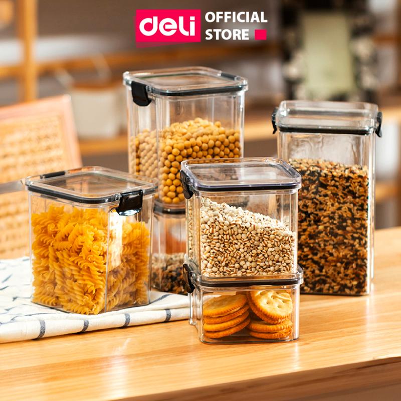Hộp nhựa đựng thực phẩm khô Hộp nhựa đựng ngũ cốc đồ khô nắp kín chống ẩm mốc nắp kín sắp xếp nhà bếp Đựng Gia Vị