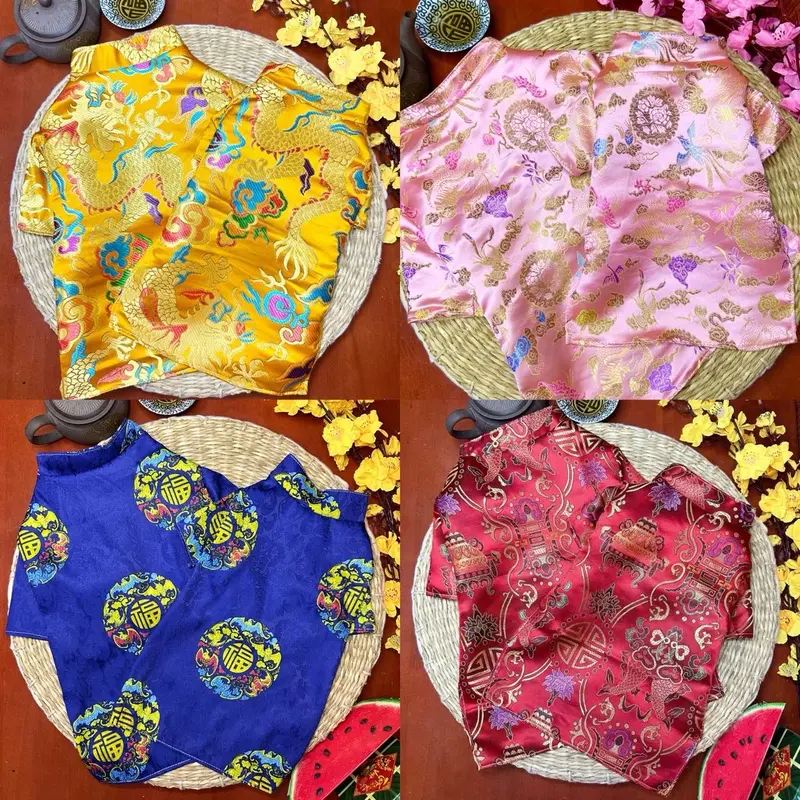 Áo Dài Gấm Tết Cho Chó Mèo ( Không Có Quần ) 0