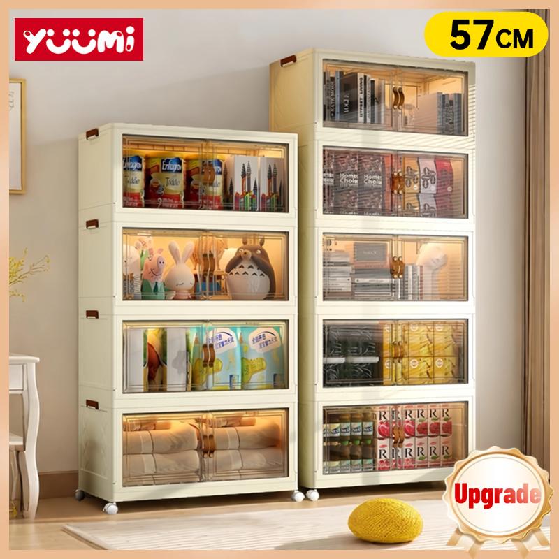 YUUMI Cửa nam châm Trong suốt cao cấp Dung tích lớn Tủ Nhựa tủ quần áo hộp đựng đồ tủ bếp tủ đựng đồ