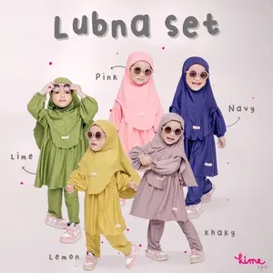 Gamis Anak Perempuan Lubna One Set Anak Hijab Jersey Premium