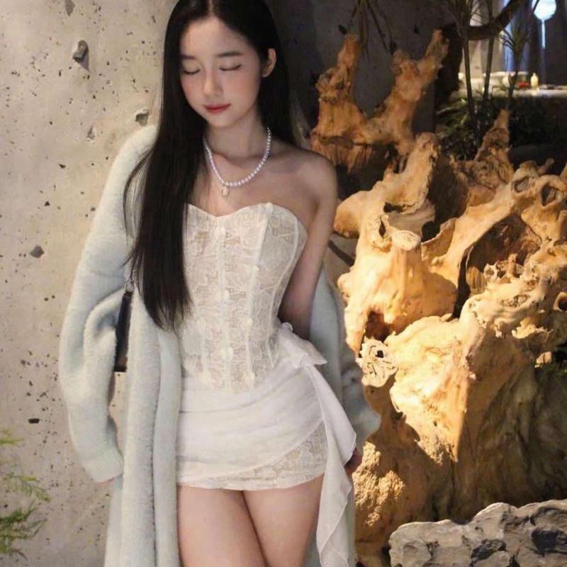( có bigsize ) SET ÁO CORSET ĐÍNH NƠ SIÊU SANG CHẢNH PHỐI CHÂN VÁY TUA RUA BY TƯỜNG VY SHOP
