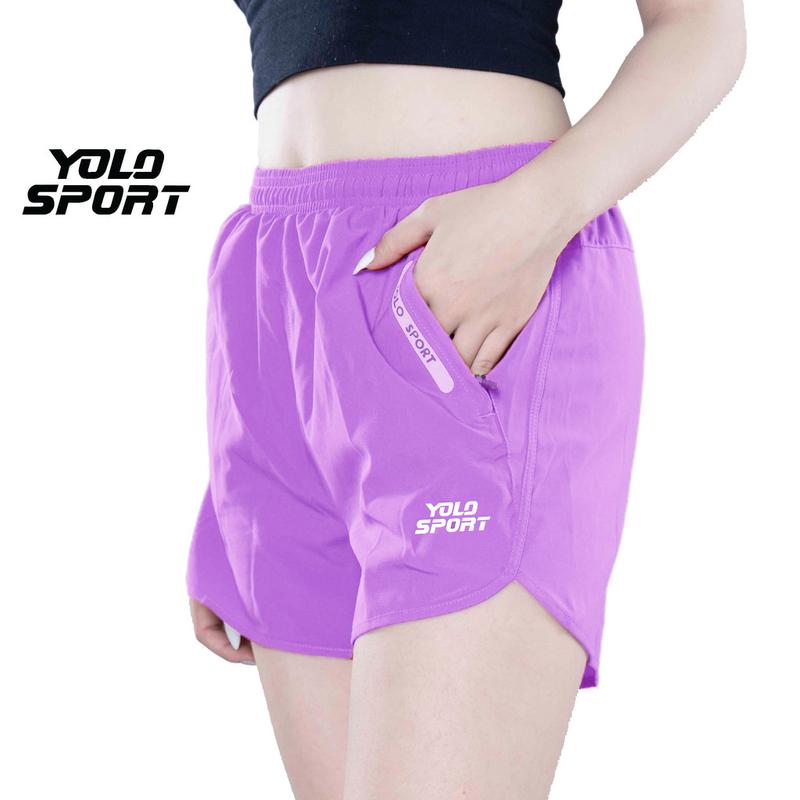  Quần Đùi Nữ Thể Thao Chạy Bộ 2 Lớp Gym Yoga Tennis Cầu Lông Kèm Lót Thun Bên Trong Có Túi Dây Kéo Khóa YOLO SPORT 