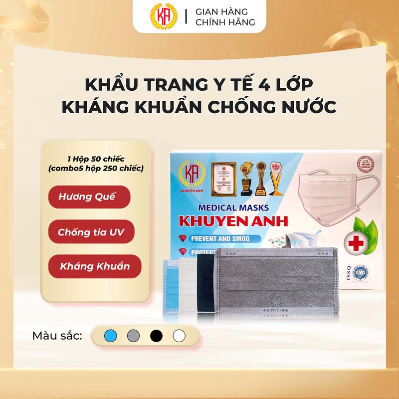 [Combo 250 cái] Khẩu Trang Y Tế Khuyến Anh Mask 4 Lớp Dày Dặn, Giúp Chống Tia UV