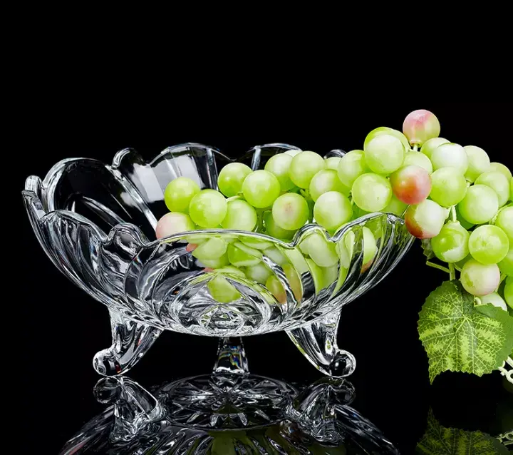 Dĩa Trái Cây Thủy Tinh 3 Chân - Khay Đựng Hoa Quả, Đĩa Trái Cây, Thố Để Trái Cây, Đĩa Bánh Kẹo 2