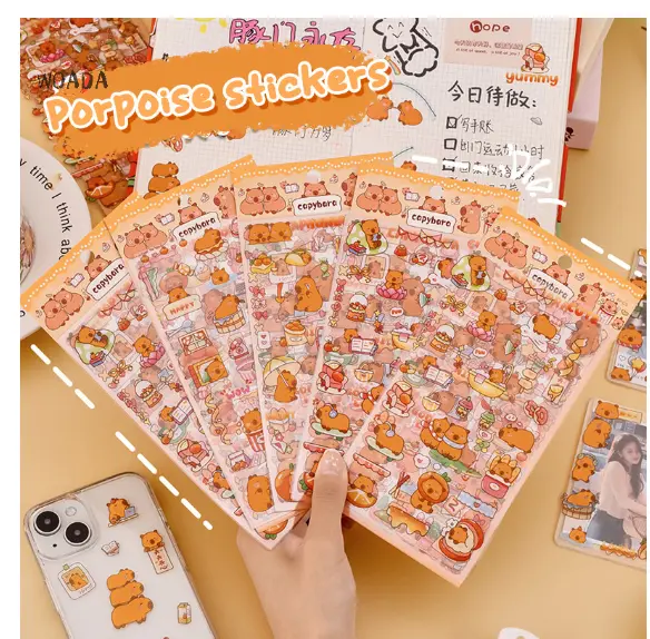 Bộ 6 Tấm Sticker Capy bara trong suốt 1