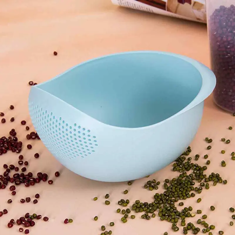 Rice Washing Drain Basket, 1 Count Round Multifunctional Fruit & Vegetable Drainage Colander, Household Rice Filter For Kitchen 0