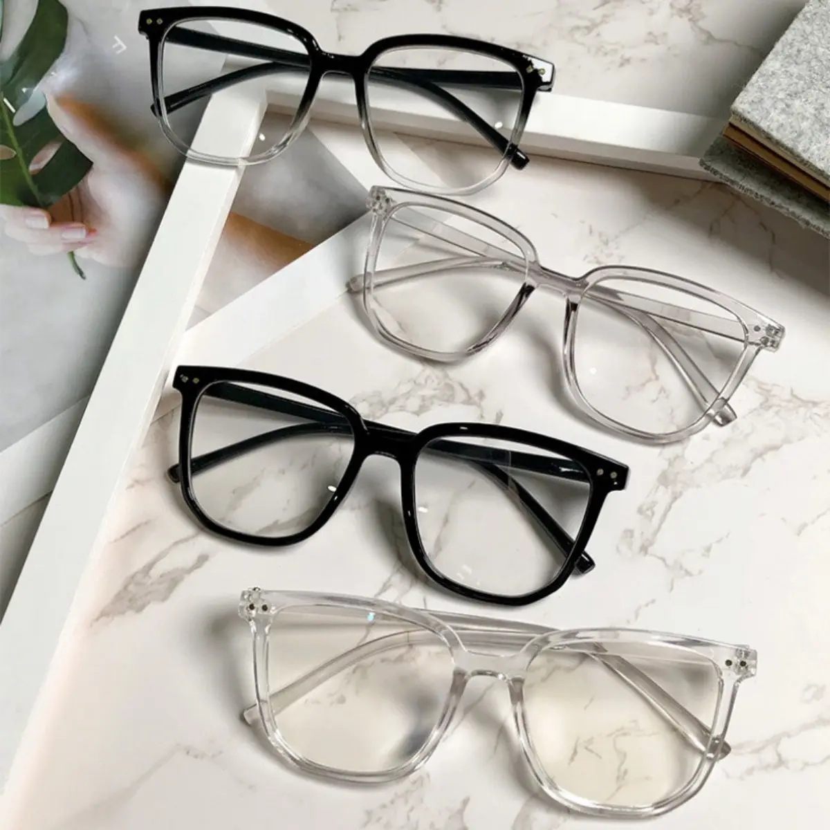 Korean Fashion Style Oversized Square Clear Frame Eyeglasses for Women Anti Radiation Glasses for Women y2k Glasses Clear Square Glasses