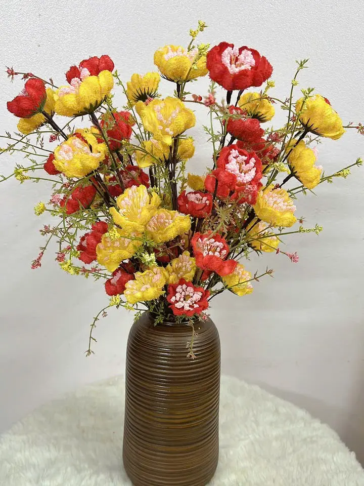 Combo 5,10 cành hoa trà gạo cổ màu vàng, Mầu Đỏ trang trí phong , dcor phòng Decor Decor Phòng hoamẫuđơn kẽmnhung hoacưới cầmtay hoa  trà