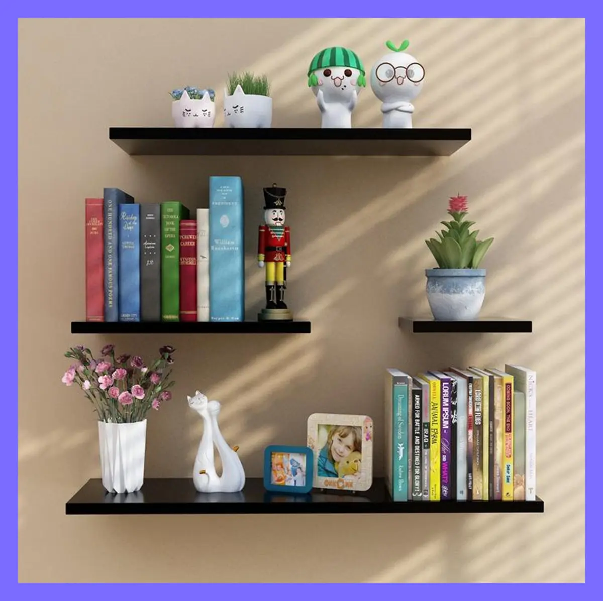 Floating Wall Shelf Home Decor Floating Hanging Shelves Display Storage Rack 4PCS/set Waterproof