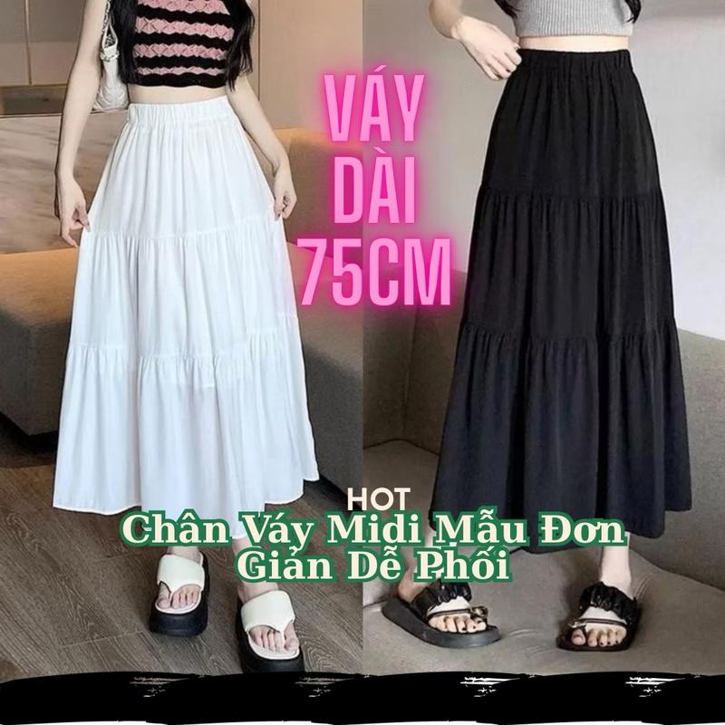 [Dưới 56Kí] Chân Váy Cotton Voan Nữ Dáng Dài 3 Tầng. Được May 2 Lớp. Có 2 Màu Trắng + Đen, Phù Hợp Đi Dạo, Đi Biển, Tiệc Tùng. Váy Bo Chun Lưng Co Giãn. Women Voi Nhung Trắng