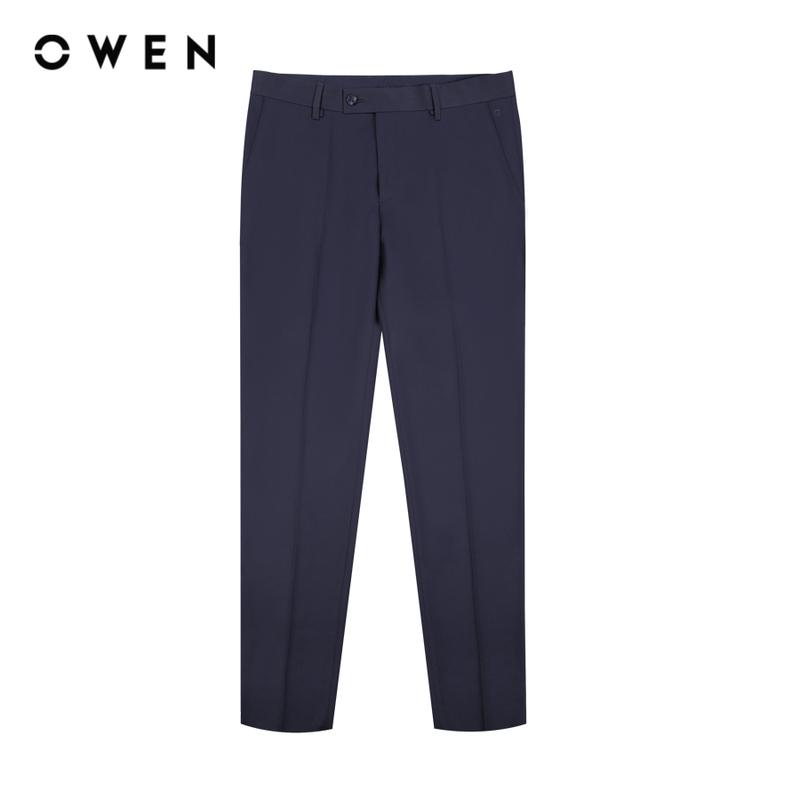 OWEN - Quần tây Nam Form dáng Slim Fit Màu sắc Navy QS231764 Chất liệu 100% Cafe Hoạ tiết Trơn Menswear