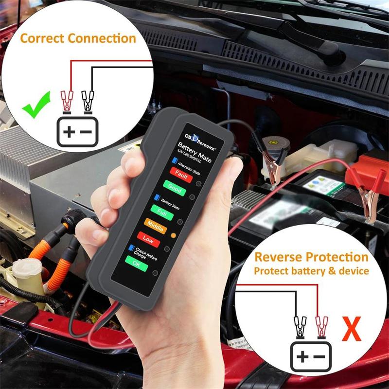 Product Introduction of Car Battery Tester 12V for Car Motorcycle BM310 6 LED Display Automotive Battery Alternator Tester Scanner Car Diagnostic Tool 33