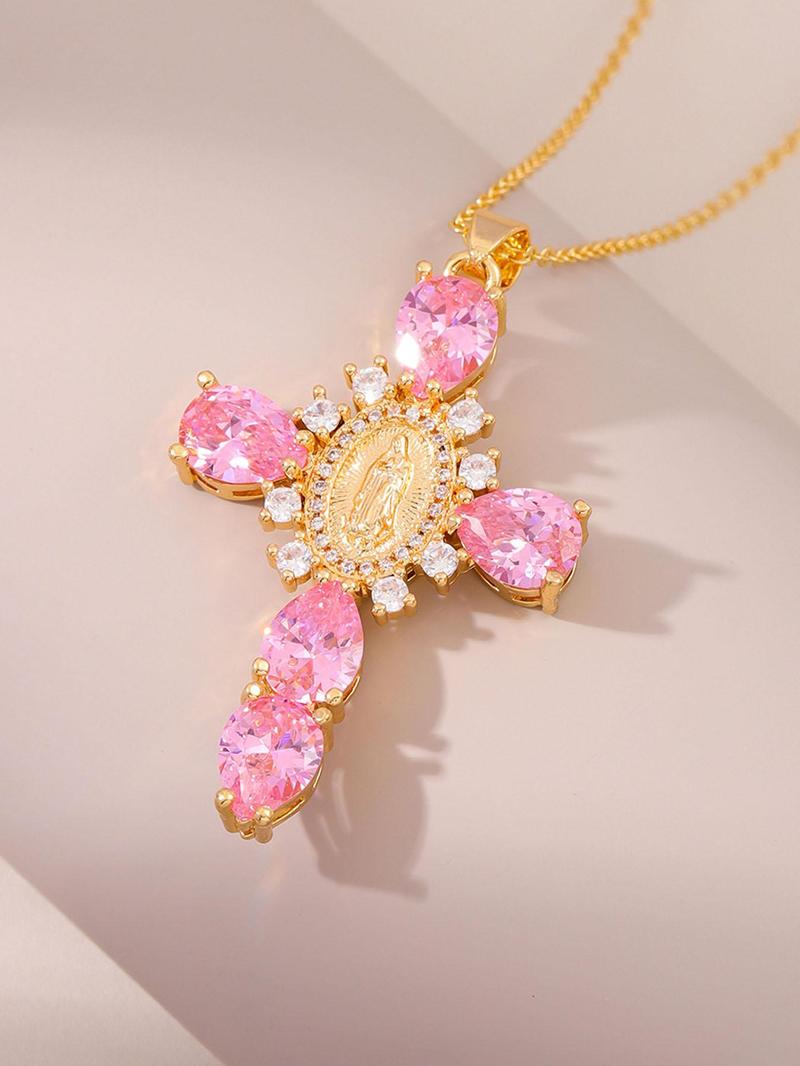 Product Introduction of Rhinestone Cross Pendant Necklace for Women, Temperament Jewelry for Daily Clothing Decor, Minimalist Aesthetic Jewelry Gift for Friend 0