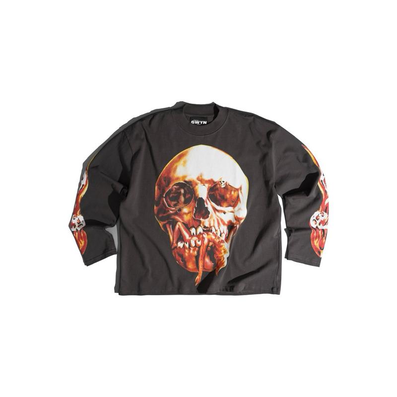 Áo thun tay dài nam nữ GWYN SINGLE SKULL LONG SLEEVED T-SHIRT