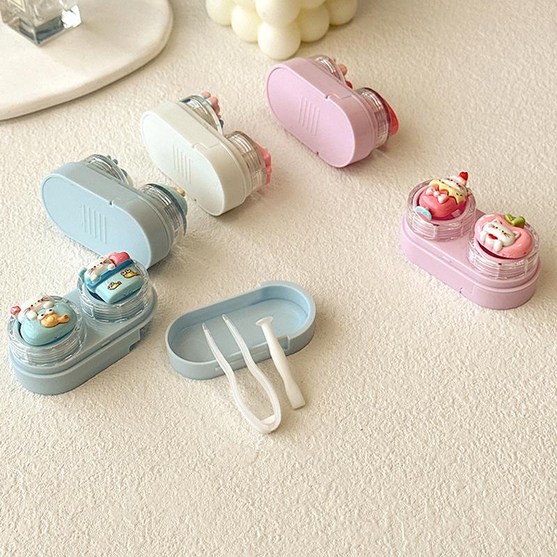 Product Introduction of Cute Contact Lens Case Portable Drawer-type Contact Lens Case With Tweezers And Suction Stick Cute Cartoon Animal Case 14