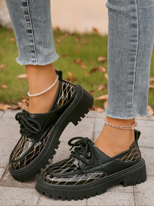 Women's Fashionable Lace Up Loafers, 2024 New Style Casual Comfortable Round Toe Shoes for Daily Wear, Female All-match Shoes for Daily Wear, Girl 4